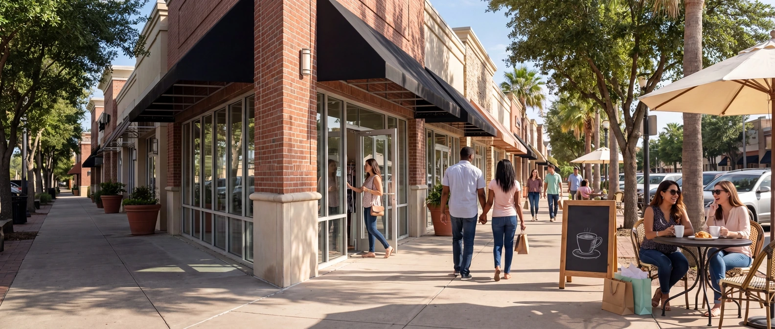 Customers are shopping and dining at local businesses in Corpus Christi.